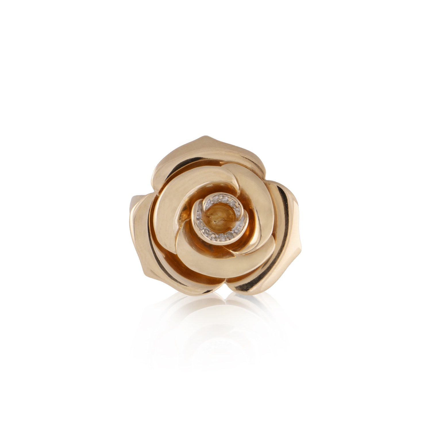 Anel Vivara flor com diamantes em ouro rosé