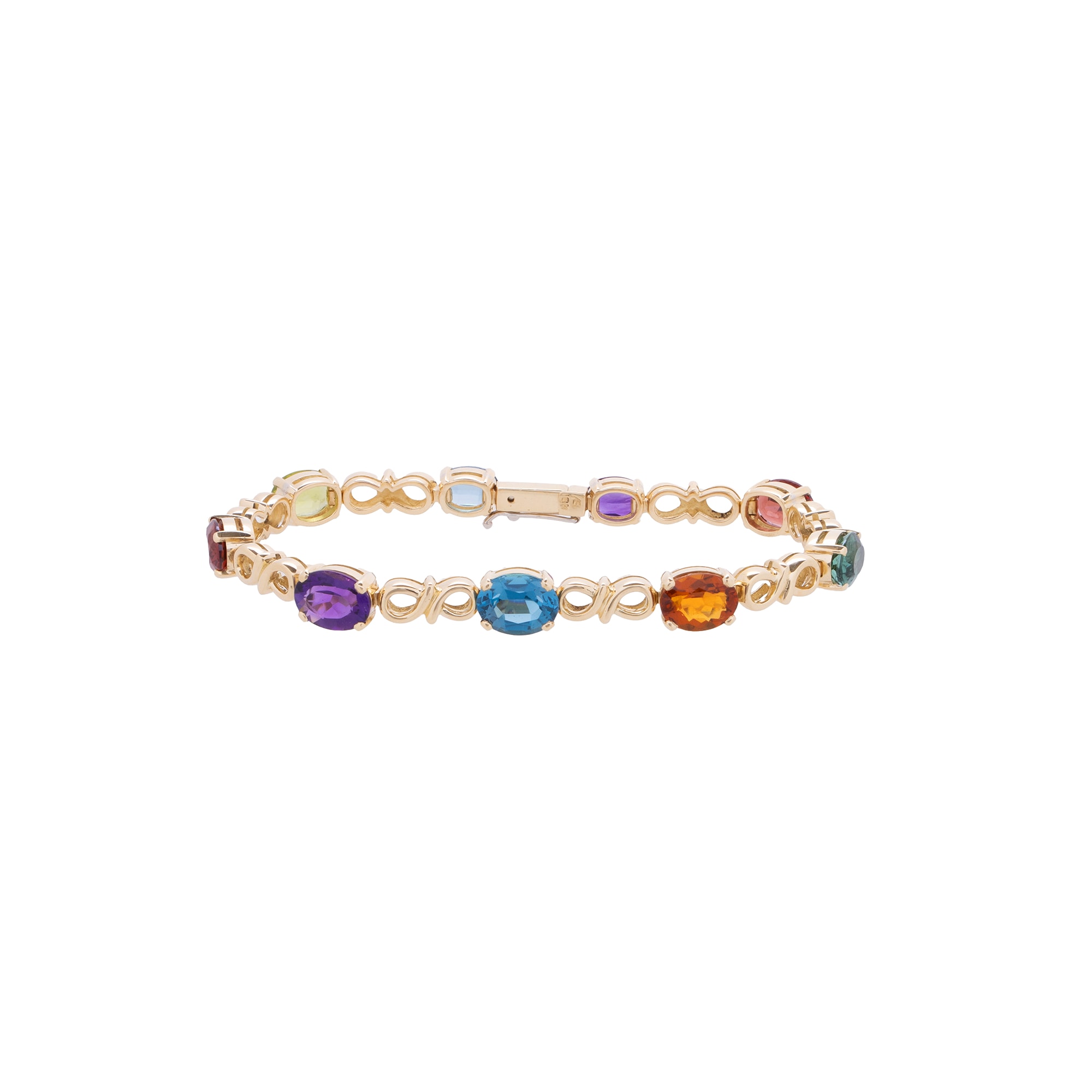 Pulseira pedraria com pedras brasileiras em ouro